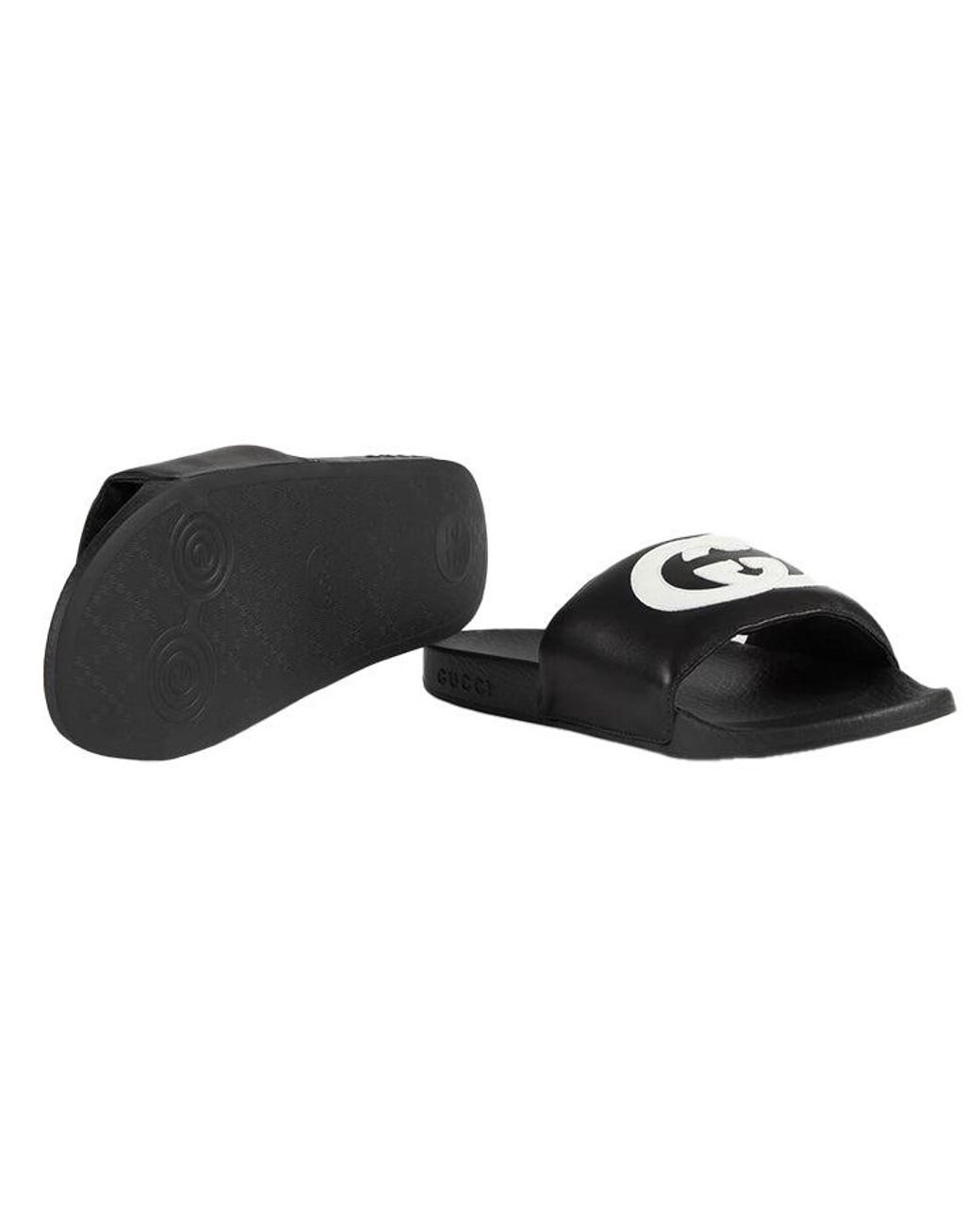Gucci Black (Wmns) Interlock Double G Soft Sole Cozy Flat Heel Fashion Sandals