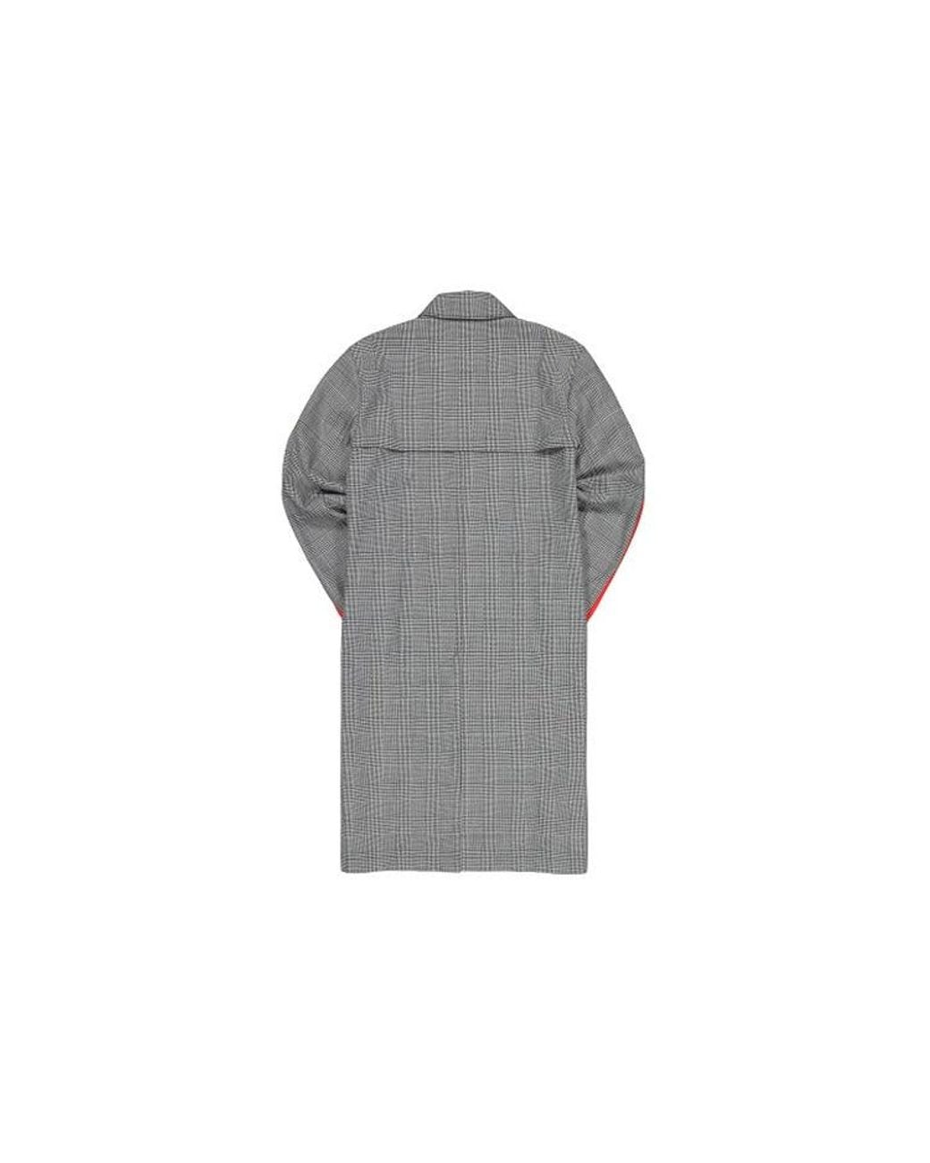 Adidas Gray Originals X 424 Trench Coat Crossover Plaid Long Windbreaker for men