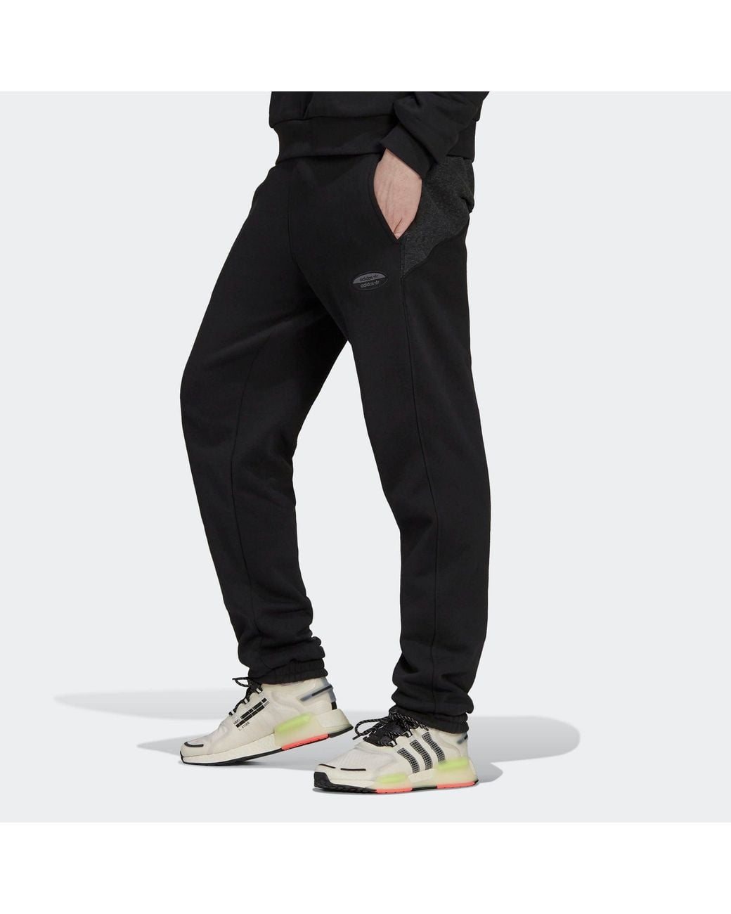 Adidas Black Originals R.Y.V. Elastic Waistband Drawstring Solid Color Cotton Casual Sports Pants/Trousers/Joggers for men