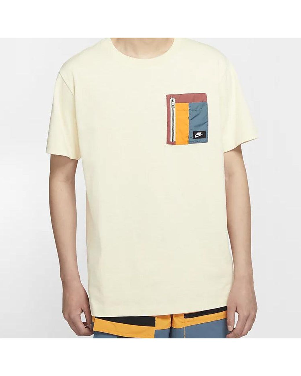 Nike White Sportswear Zipper Pocket Design Short Sleeve for men