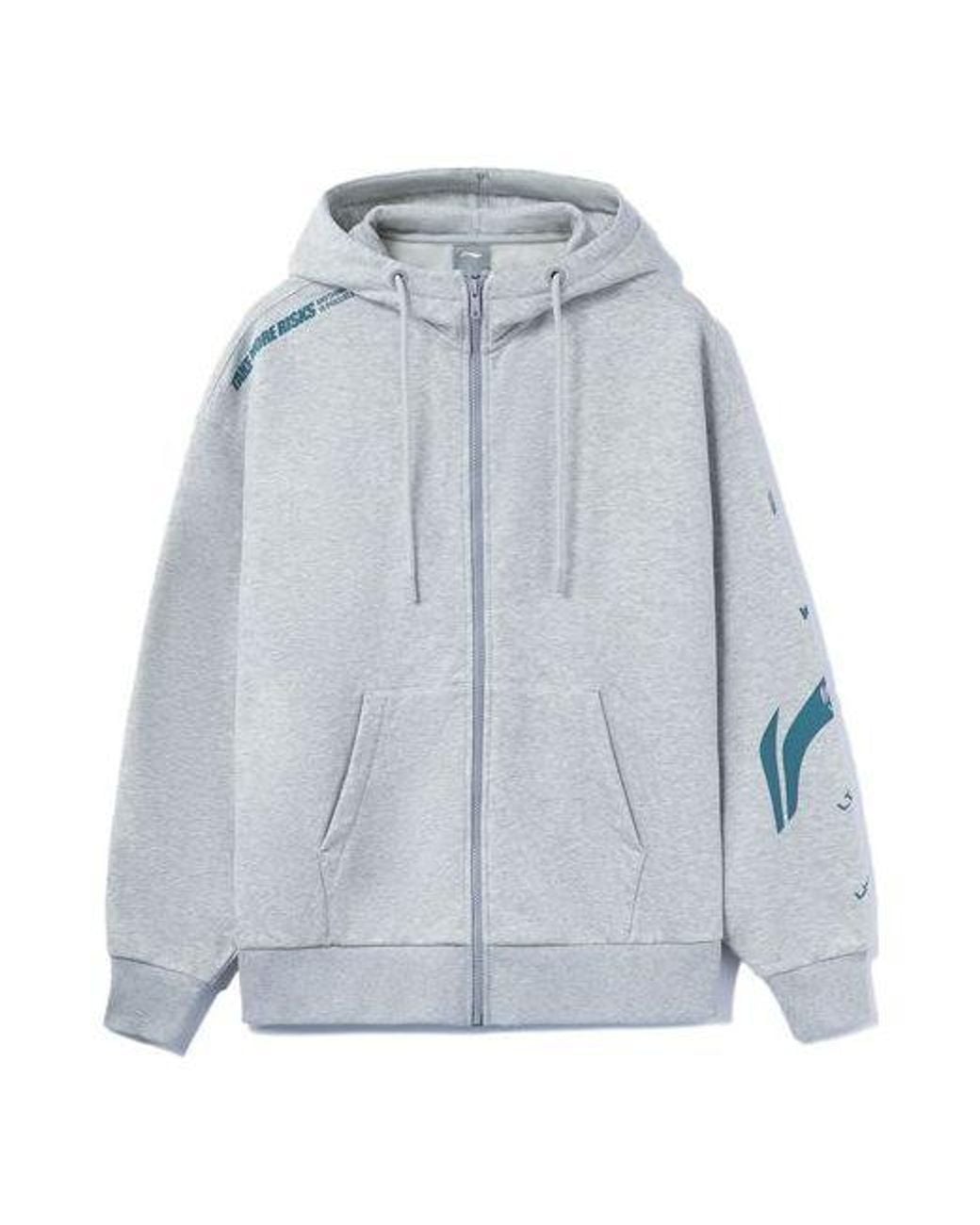 Li-ning Blue Graphic Hooded Jacket for men