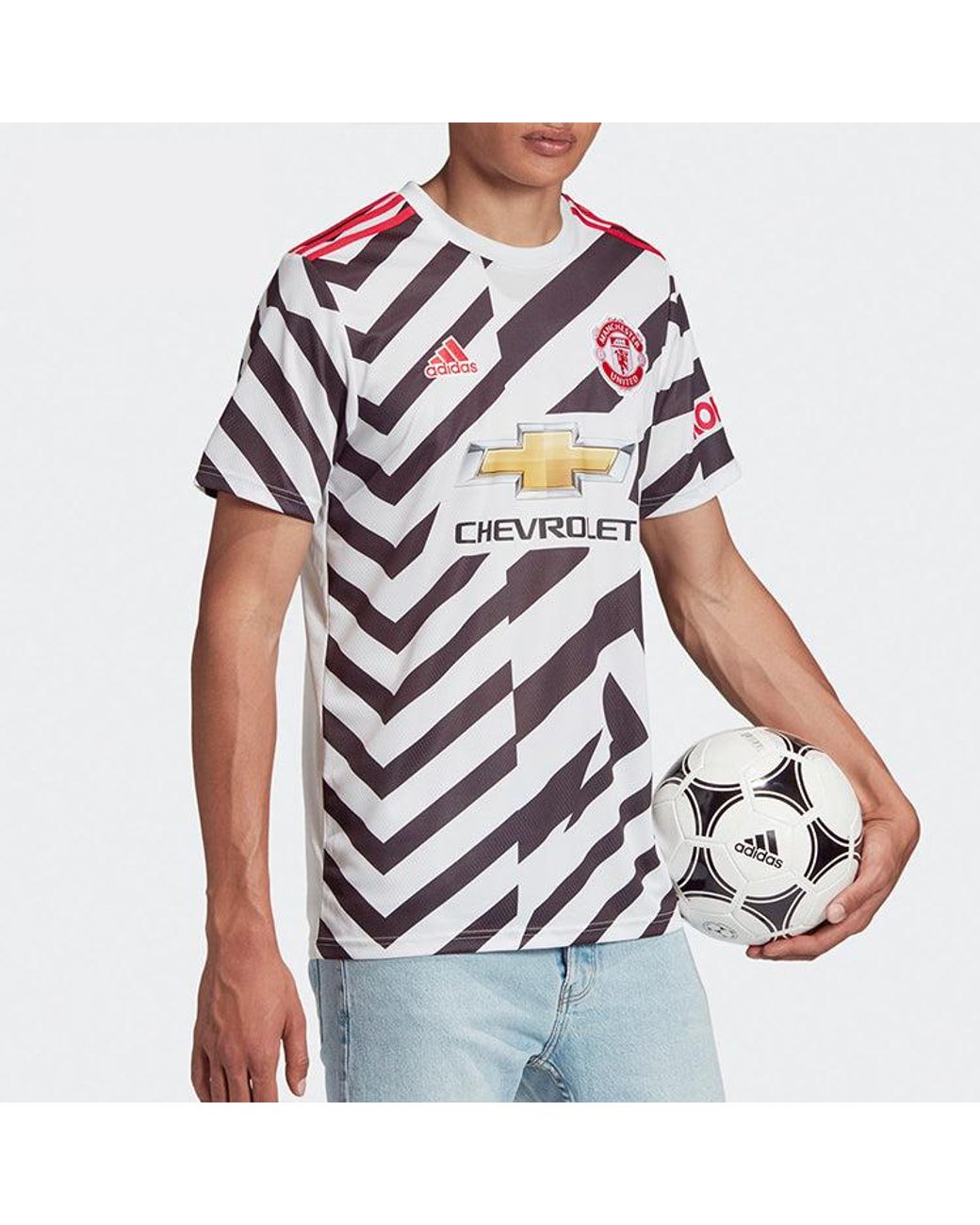 Adidas White Manchester United Away Fan Edition Sports Jersey for men