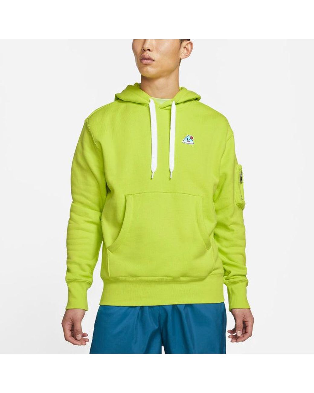 Nike Green Sportswear Airmoji Ft W Cartoon Patch Sports Hooded Pullover For for men