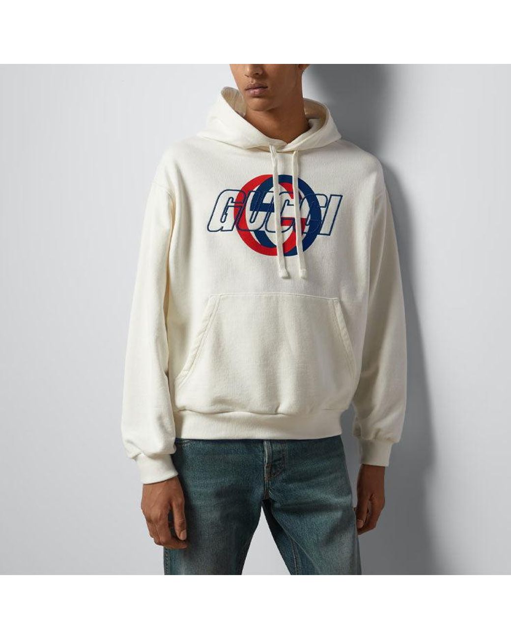 Gucci White Cotton Jersey Hooded Sweatshirt 'Off' for men