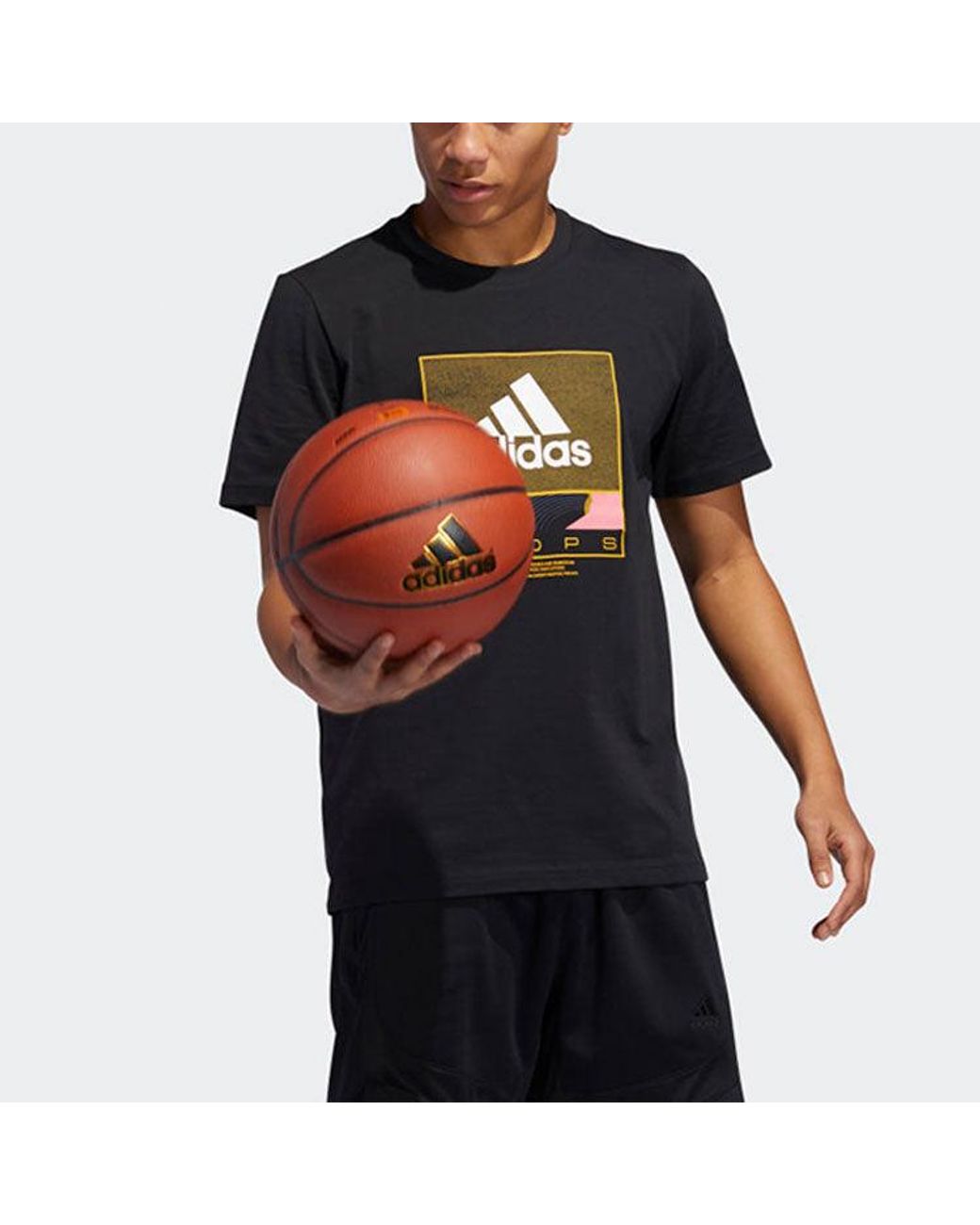 Adidas Black Basketball Sports Round Neck Short Sleeve for men
