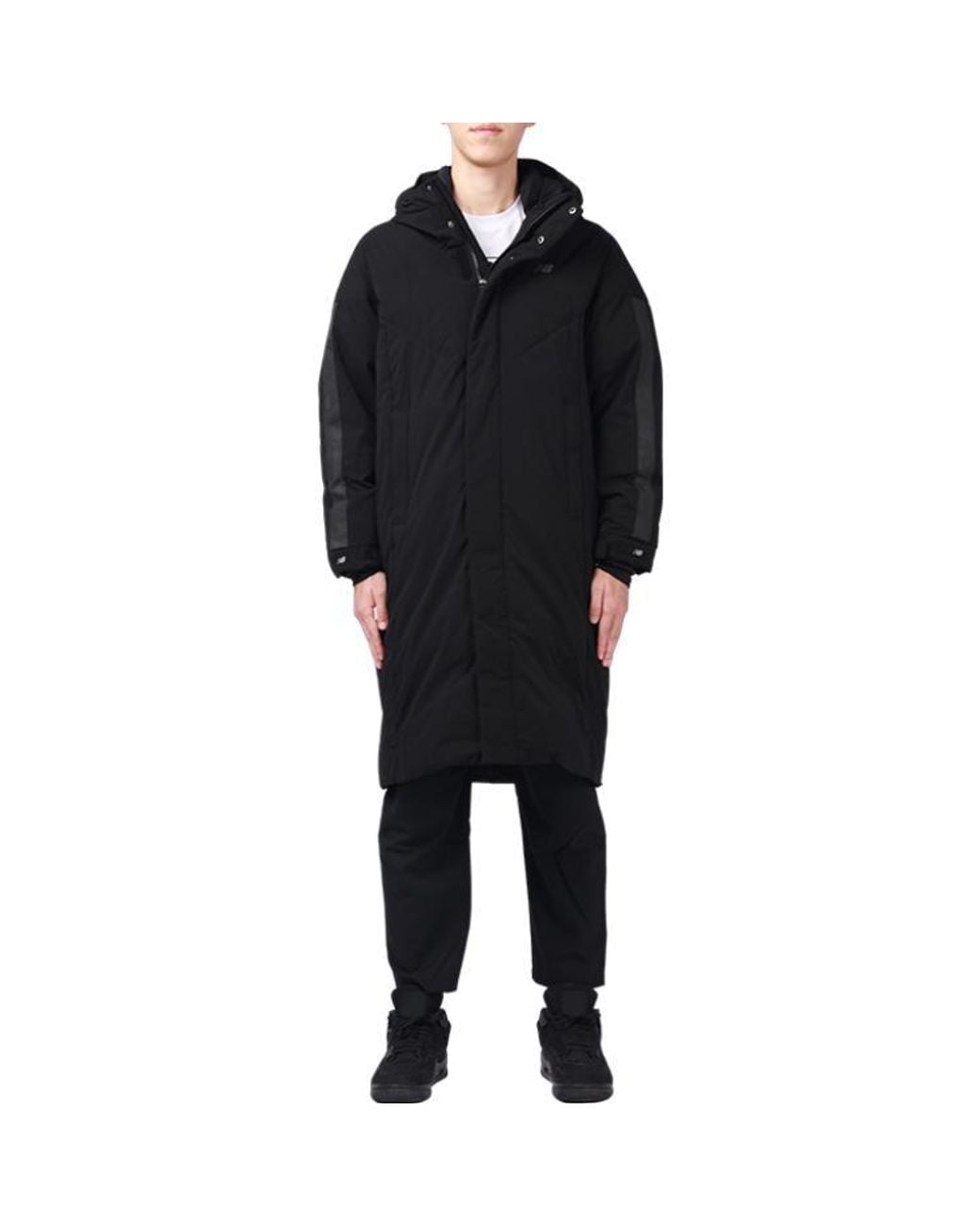 New Balance Black Street Style Long Down Jacket for men