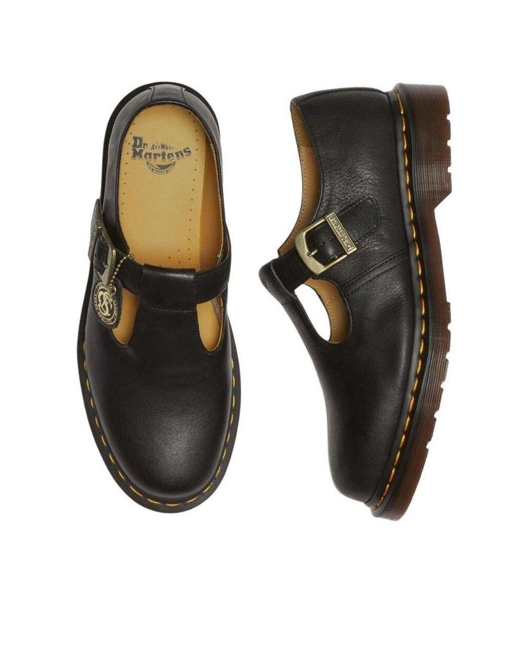 Dr. Martens Brown T-Bar Regency Leather Mary Jane Shoes for men