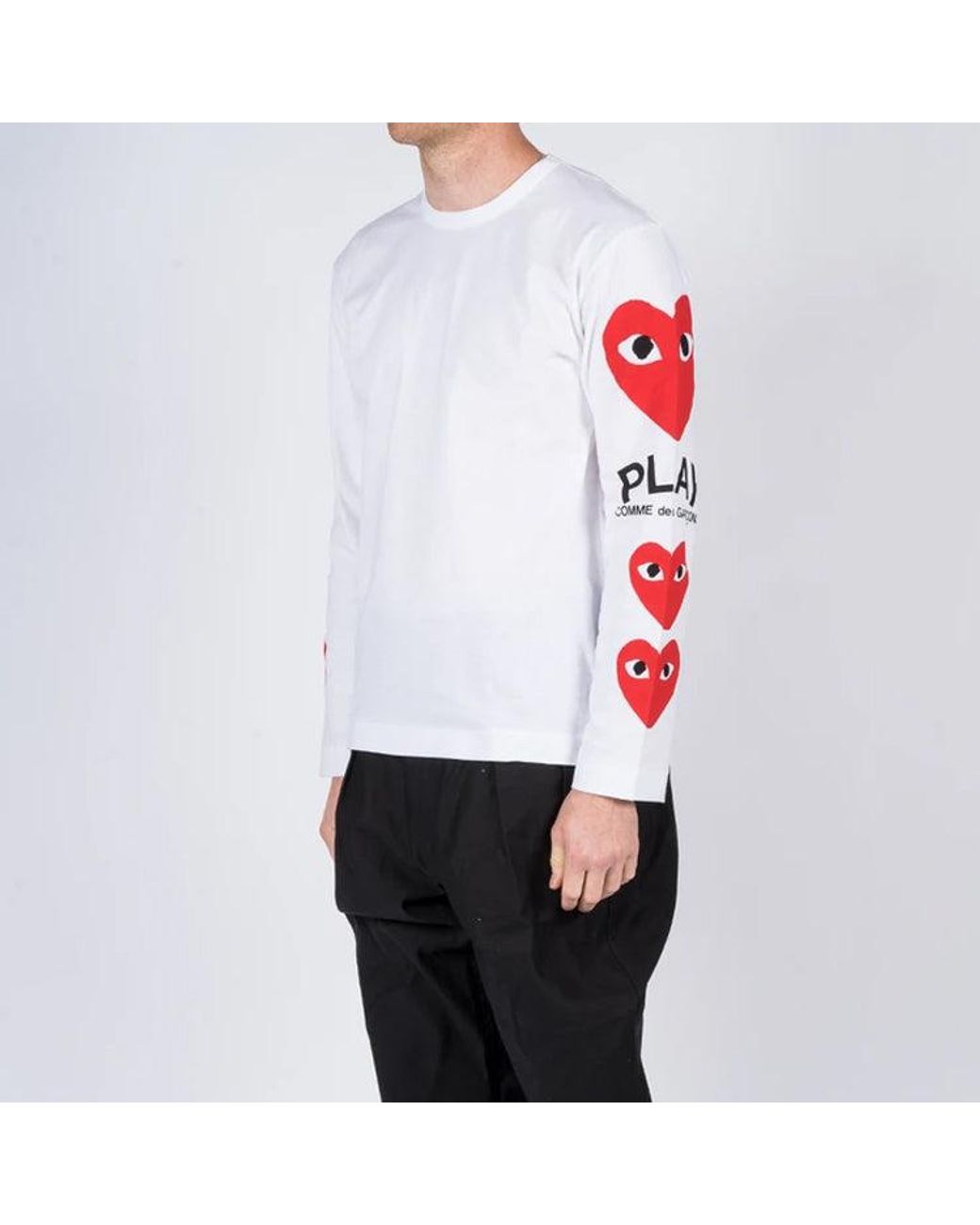 COMME DES GARÇONS PLAY White Printed Sleeve Long-Sleeve for men