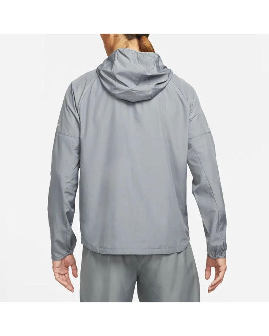 Nike Blue As Nk Rpl Miler Jkt Reflective Logo Printing Woven Sports Hooded Jacket for men