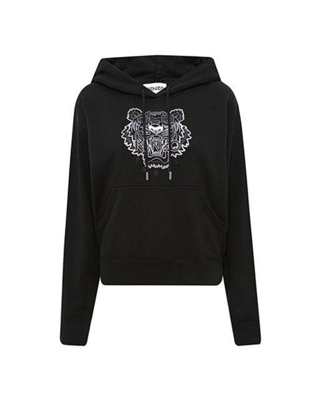 KENZO Black (Wmns) Ss21 Tiger Head Embroidered Long Sleeves Hoodie