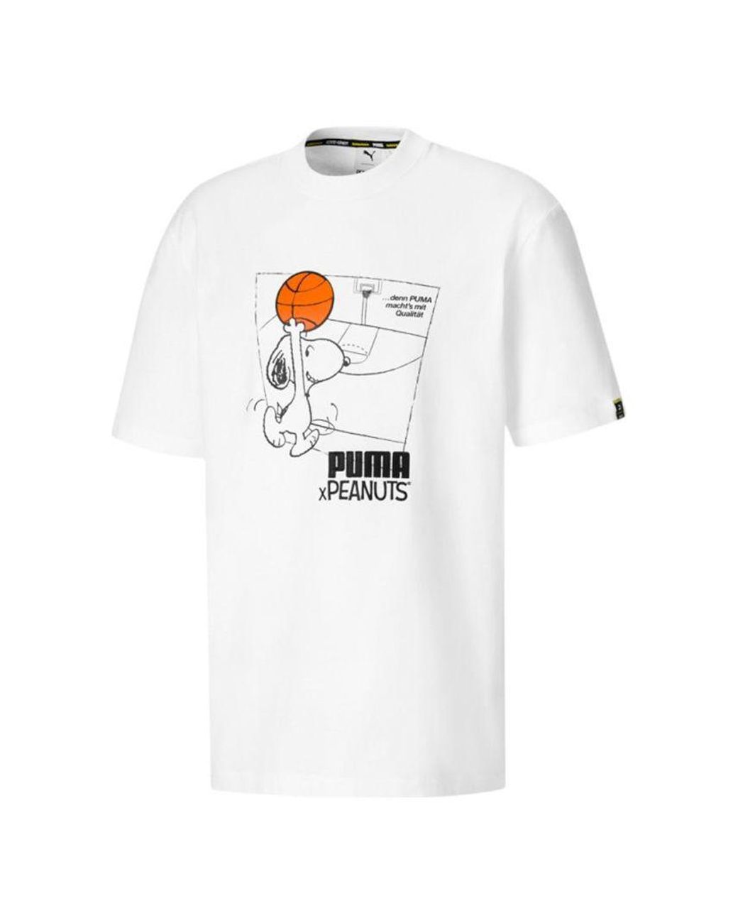 Skifte tøj hierarki vene PUMA Pua X Peanut Croover Printing Port Round Neck Hort Leeve White for Men  | Lyst