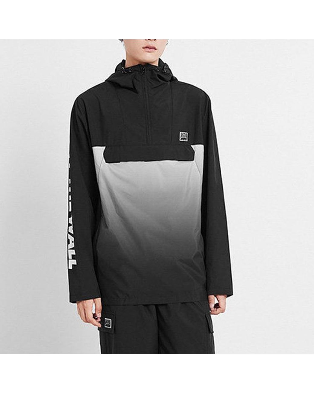 Vans Black Splicing Athleisure Casual Sports Hooded Jacket for men