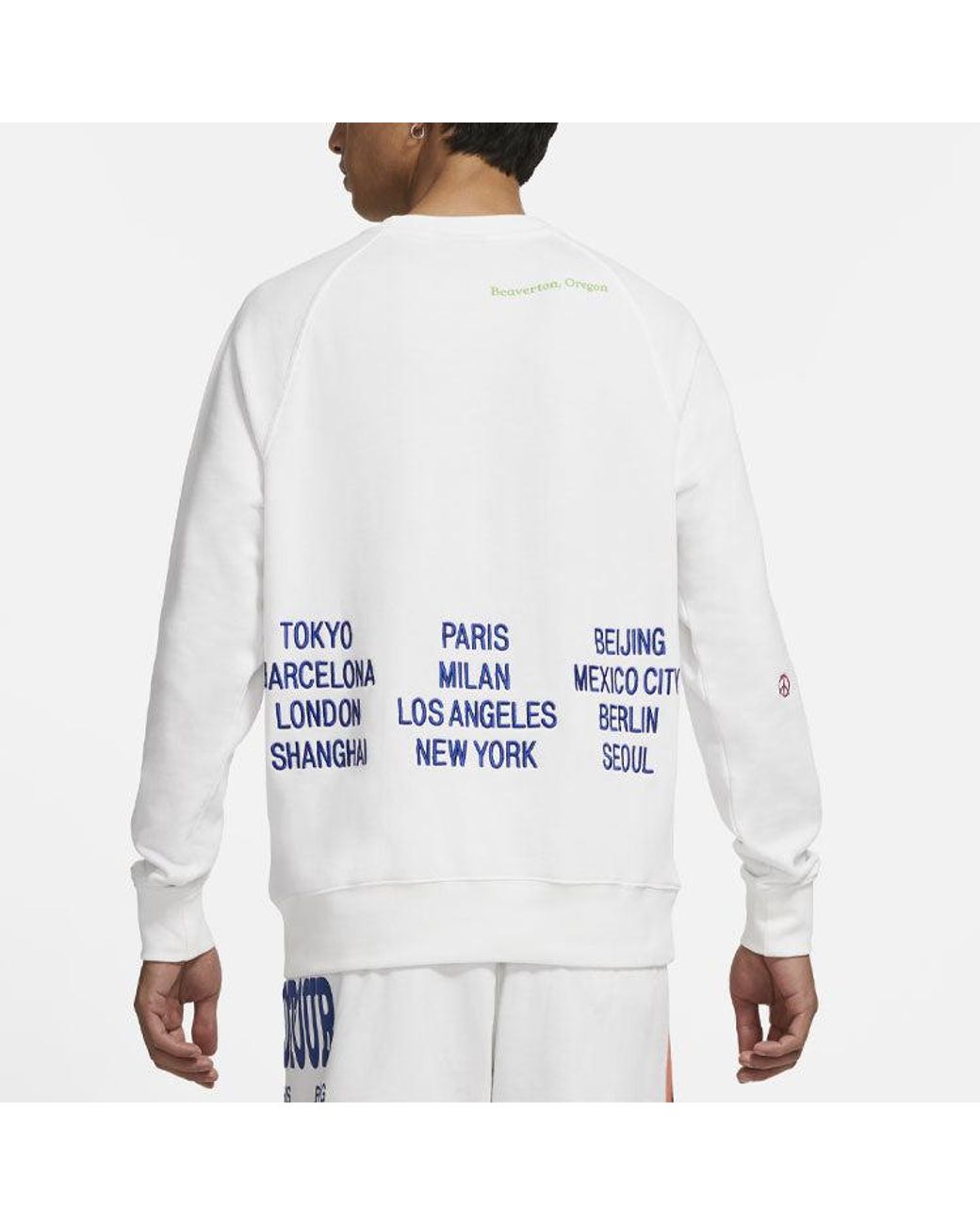 Nike White Embroidered 3 Hook Logo Crew-Neck for men