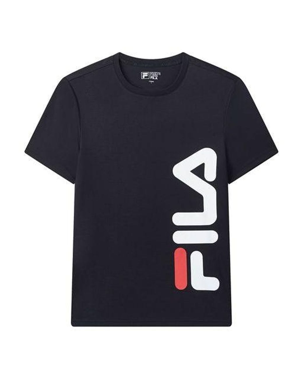 Fila Blue Alphabet Knit Round Neck Casual Sports Short Sleeve for men