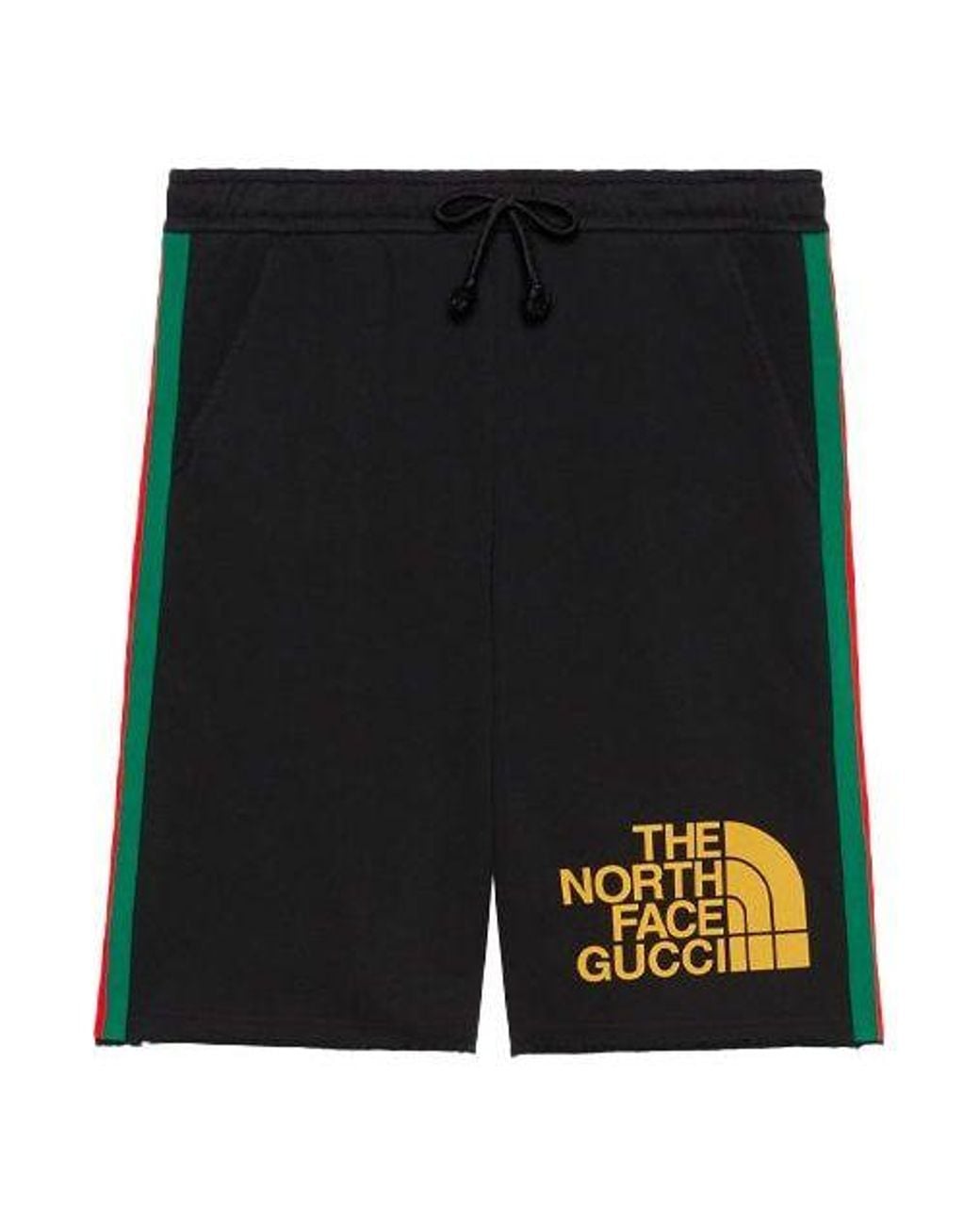 Gucci Black X The North Face Crossover Webbing Printing Cotton Shorts for men