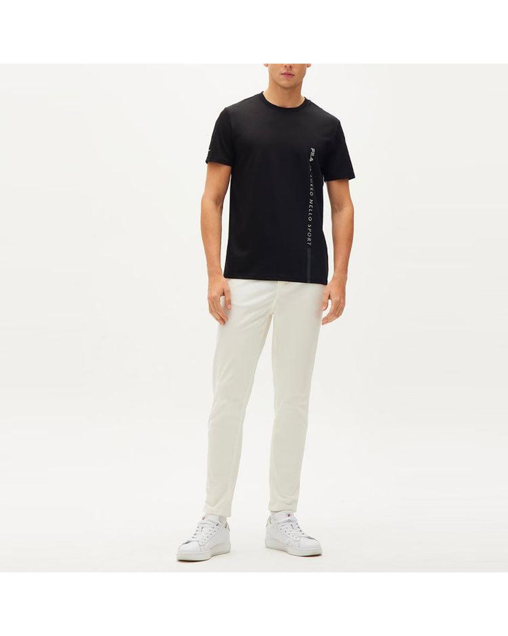 Fila Black Letter Logo Loose Crewneck Short Sleeve for men