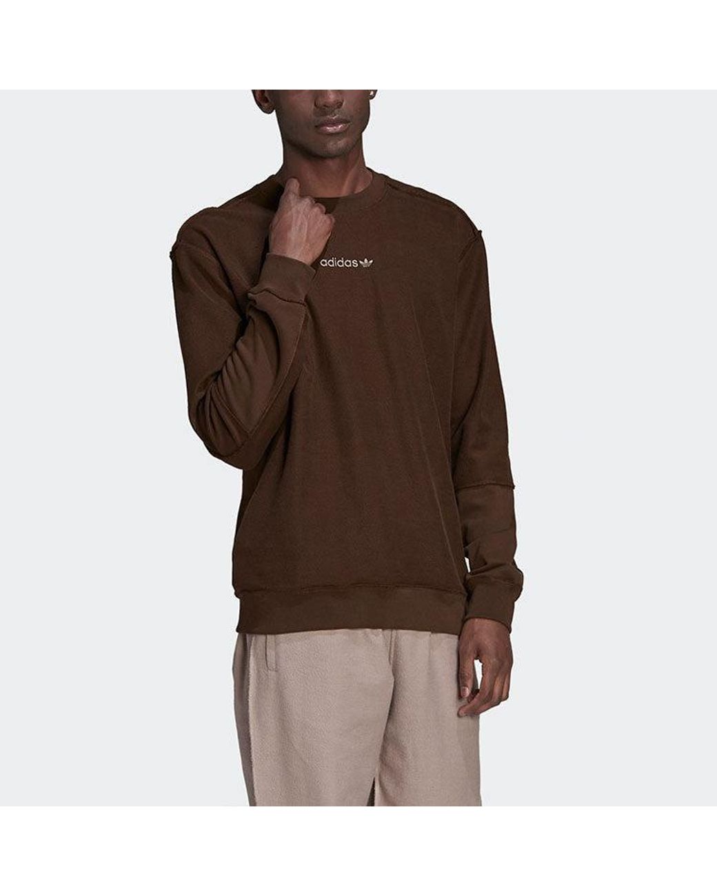 Adidas Brown Originals Sports Round Neck Pullover for men