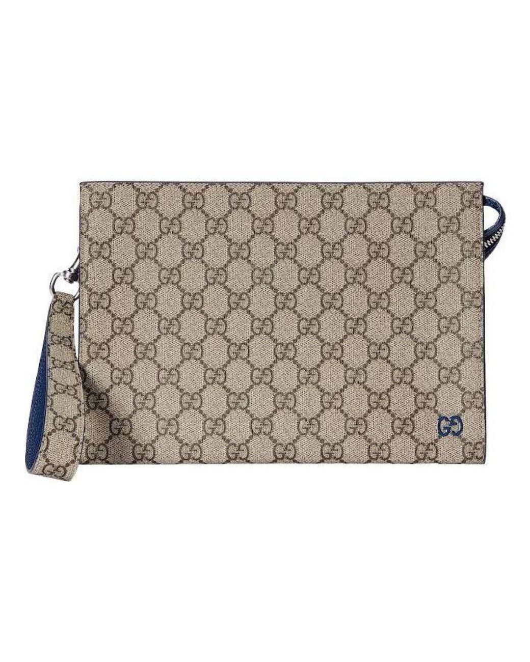 Gucci Metallic Pouch With Gg Detail Ebony Supreme' for men