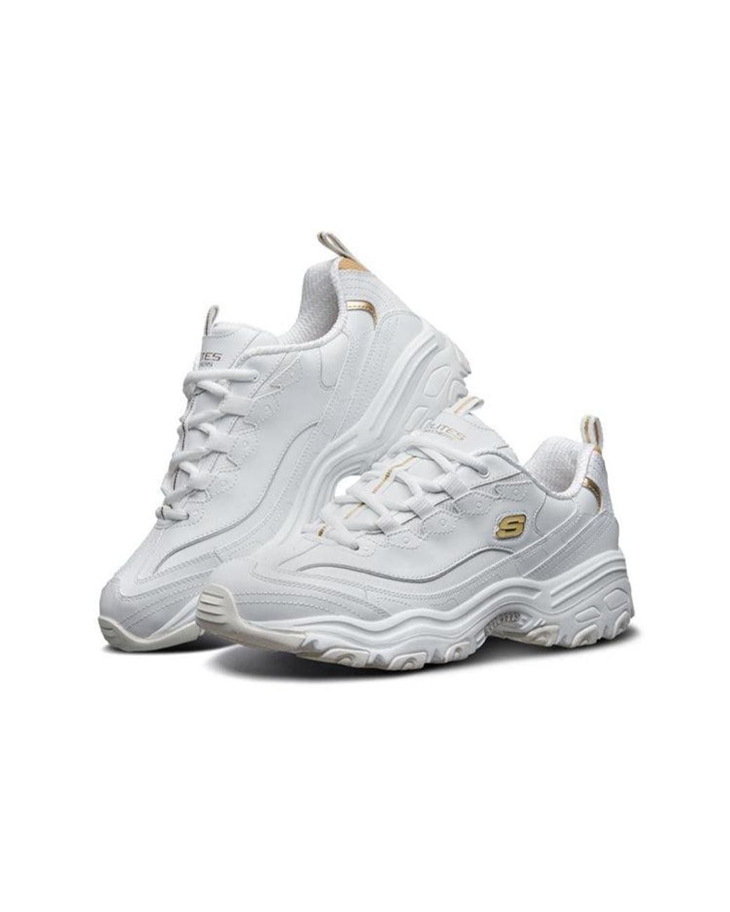 Skechers White D'Lites 1.0 Running Shoes for men