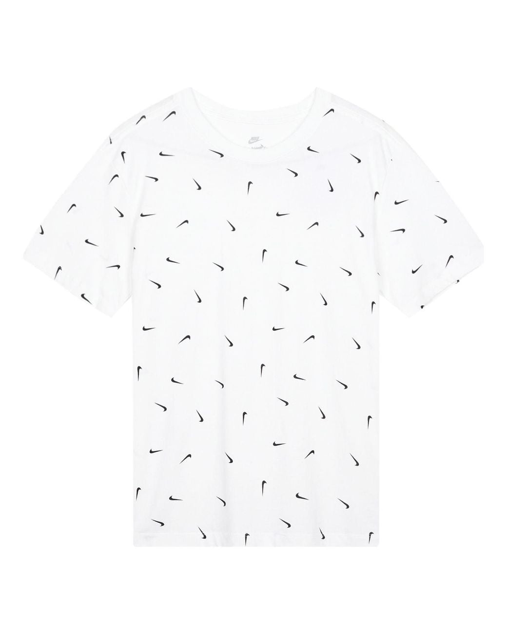 Nike White Logo Full Print Round Neck Pullover Short Sleeve T-Shirt for men