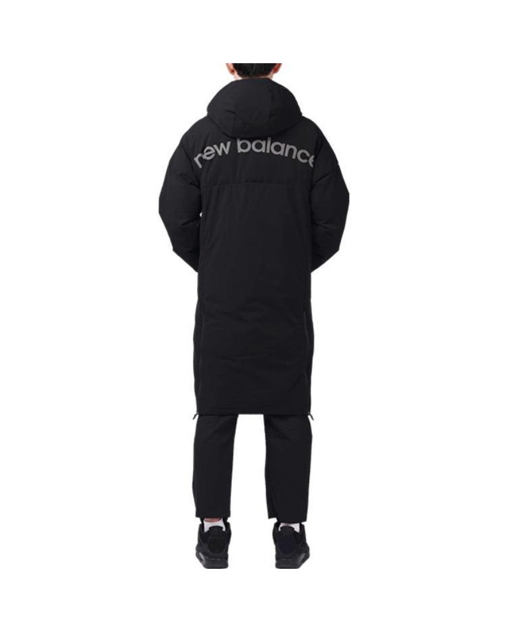 New Balance Black Street Style Long Down Jacket for men