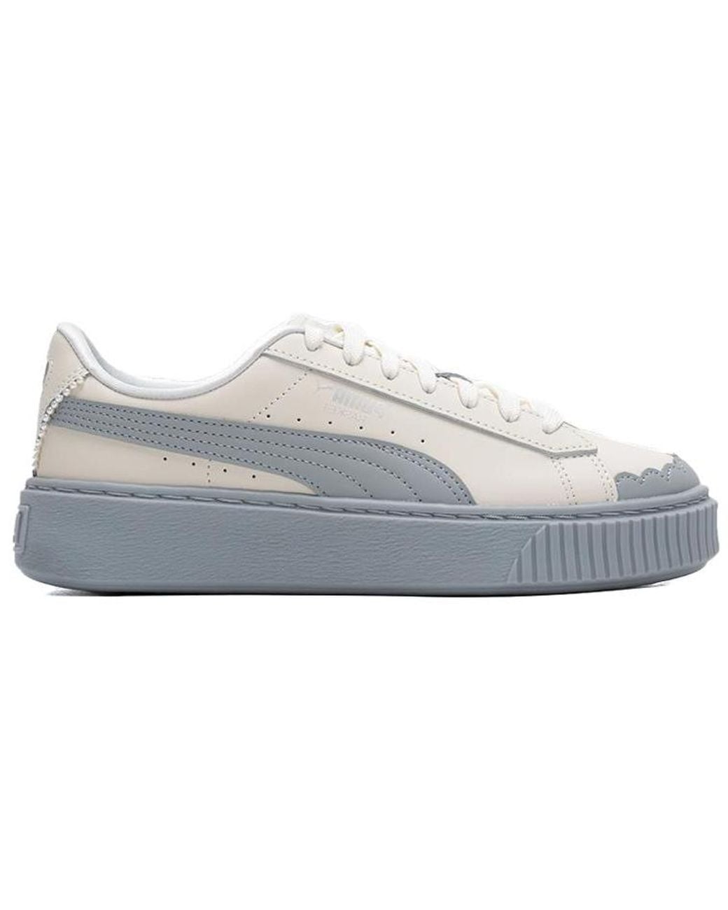 PUMA White (Wmns) Basket Platform Shoes 'Pearl'