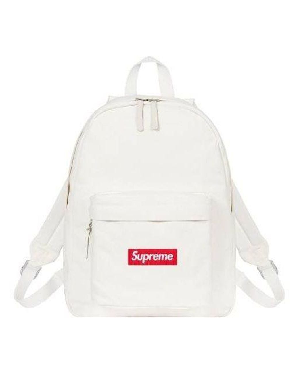 Supreme White Canva Backpack for men