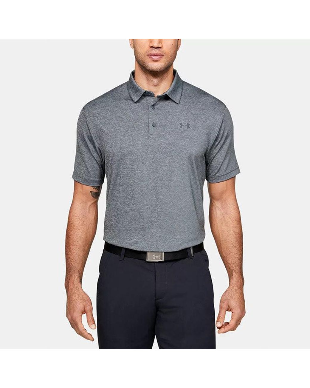 Under Armour Gray Playoff Golf Sports Thin And Light Breathable Loose Short Sleeve Polo Shirt for men