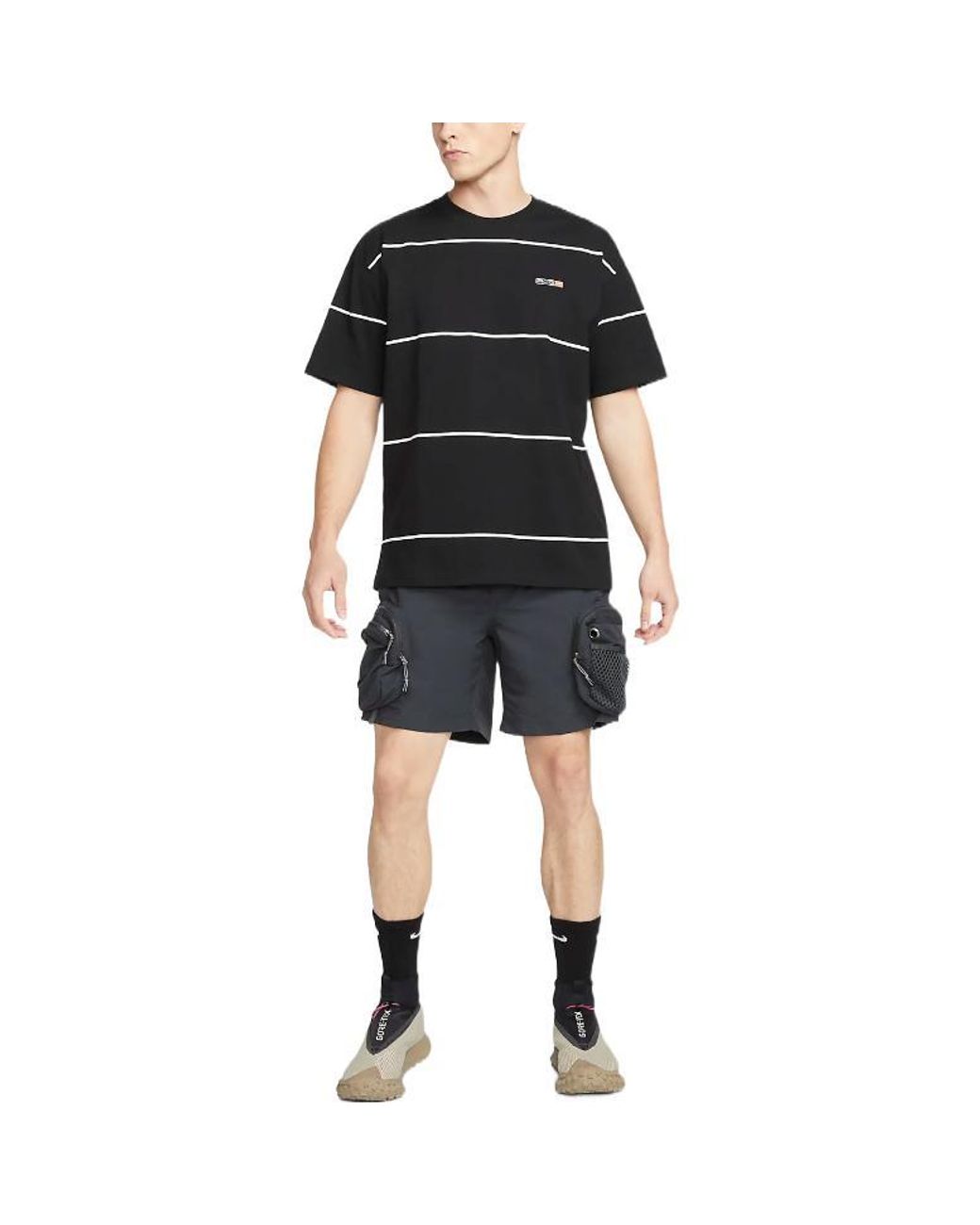Nike Black Ss22 Acg Stripe Round Neck Pullover Short Sleeve for men