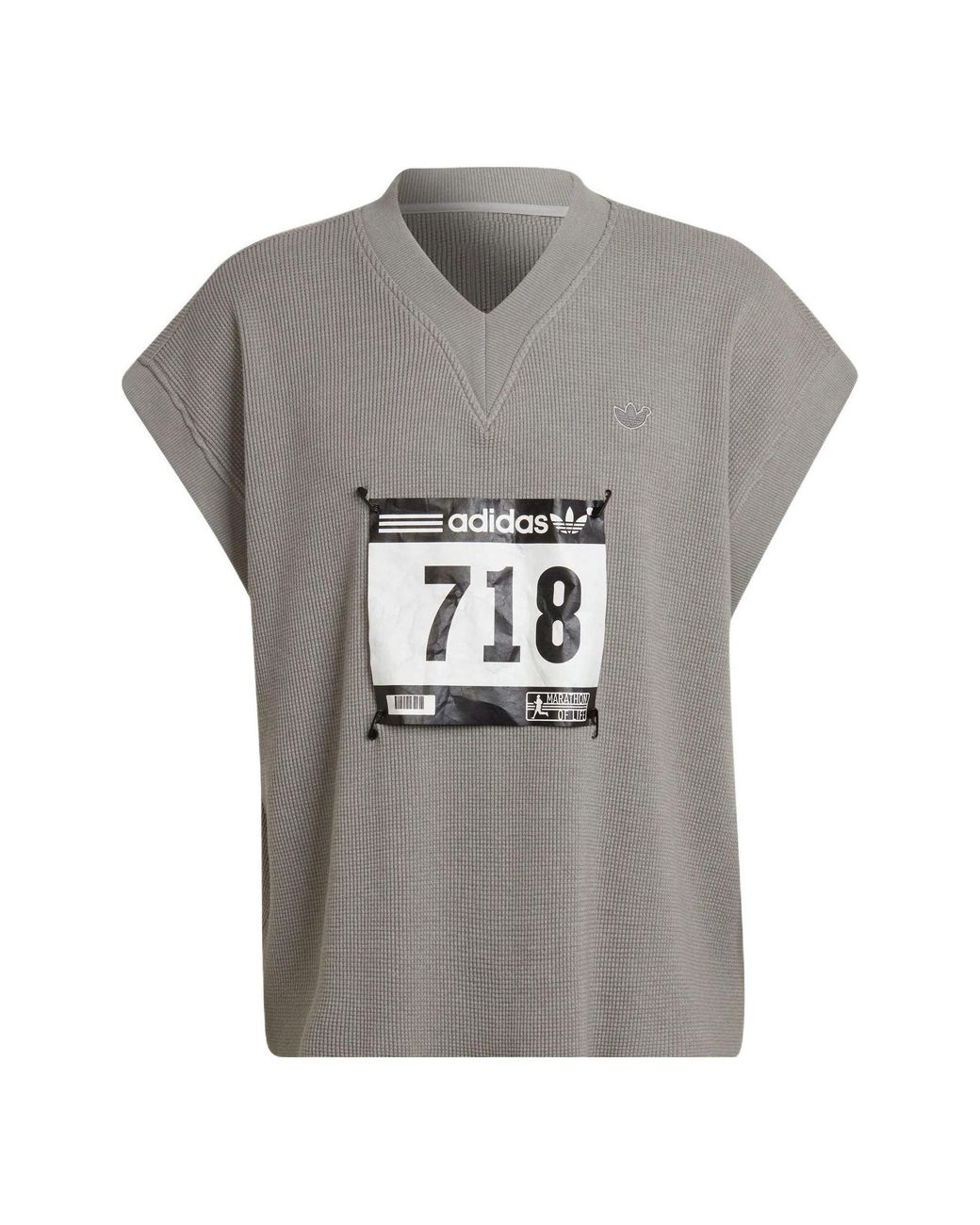 Adidas Gray Originals Version Detachable Solid Color Athleisure Casual Sports V Neck Vest for men