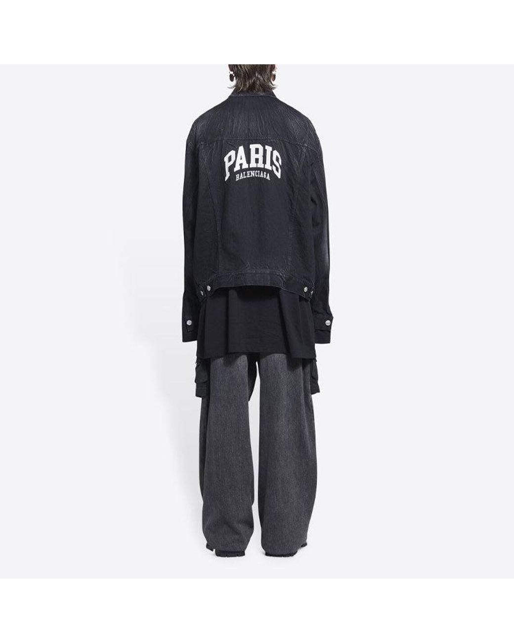 Balenciaga Blue Cities Paris Oversized Denim Jacket 'Washed' for men