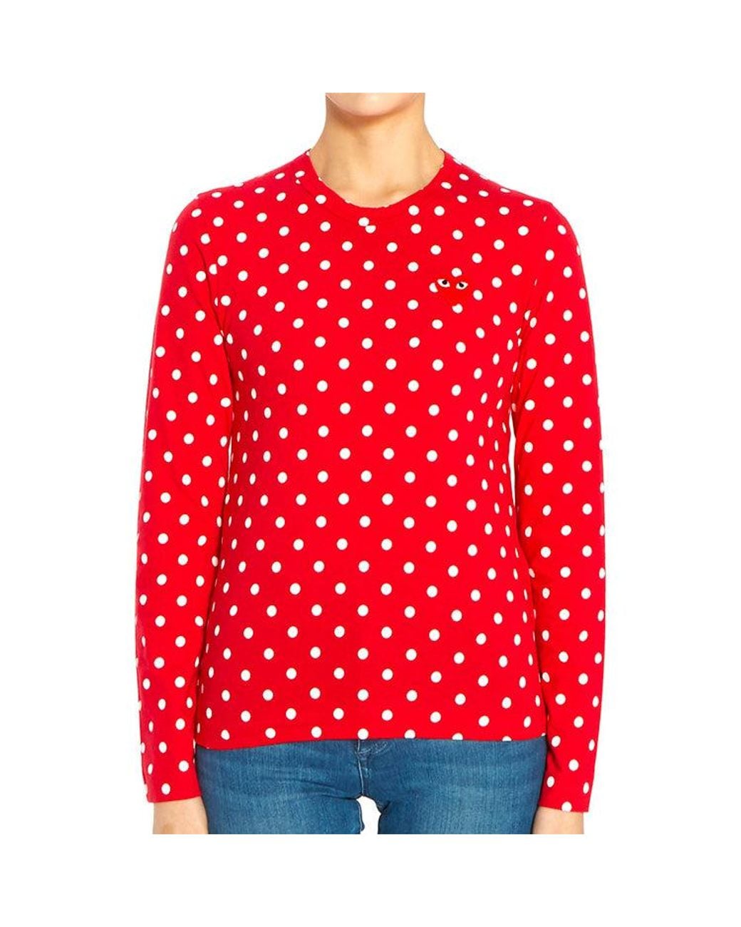 COMME DES GARÇONS PLAY Red (Wmns) Polka Dot Long Sleeve Tee
