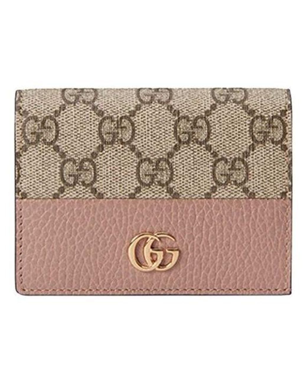 Gucci Pink Gg Marmont Bi-Colour Card Case Wallet