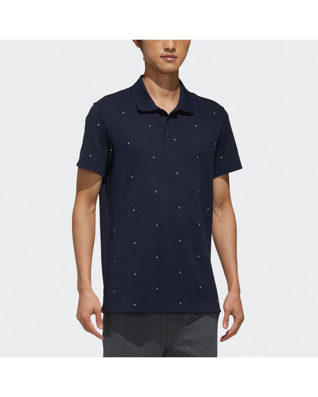 Adidas Blue Ai Polo Gen Aop Short Sleeve Polo for men