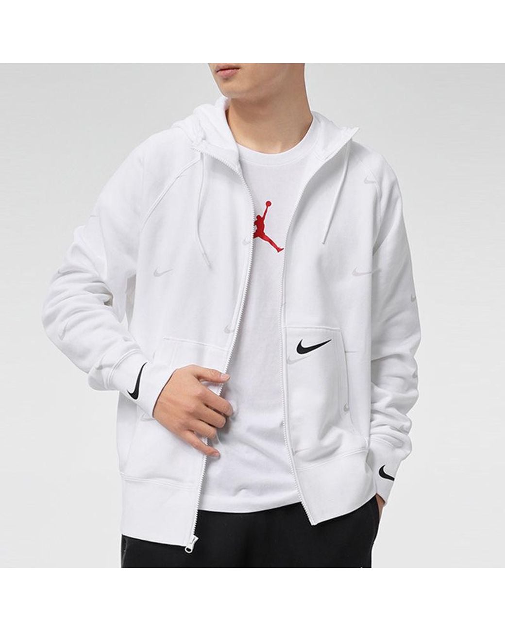 Nike White As Sportswear Swoosh Fz Sbb Hoodie for men
