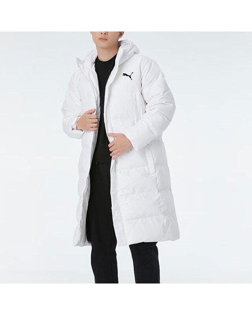 PUMA White Long Oversized Down Jacket for men