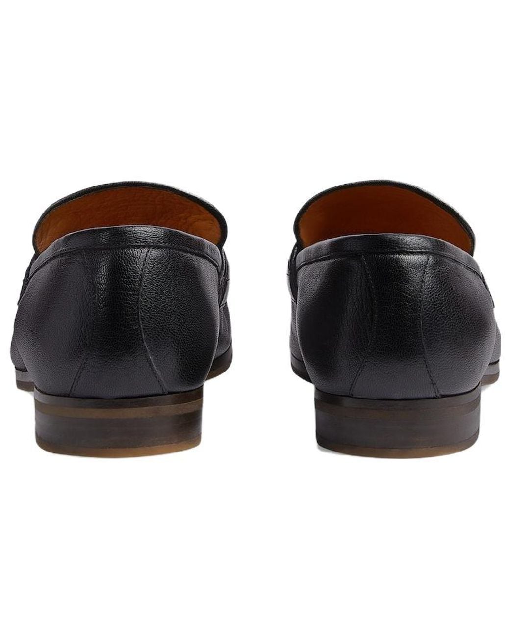 Gucci Black Leather Grosgrain Trim Dress Loafers for men