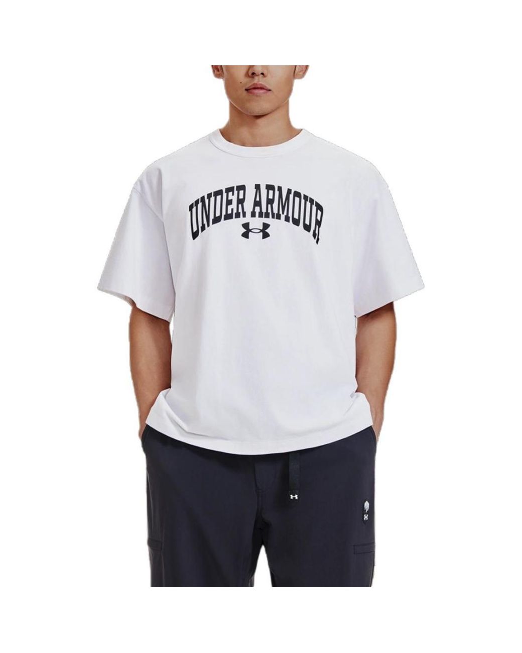 Under Armour White Apac Half Sleeve Wordmark Logo T-Shirt