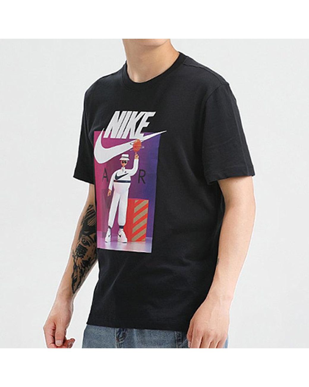 Nike Black Sportswear Printing Short Sleeve 'Airman Futura' for men