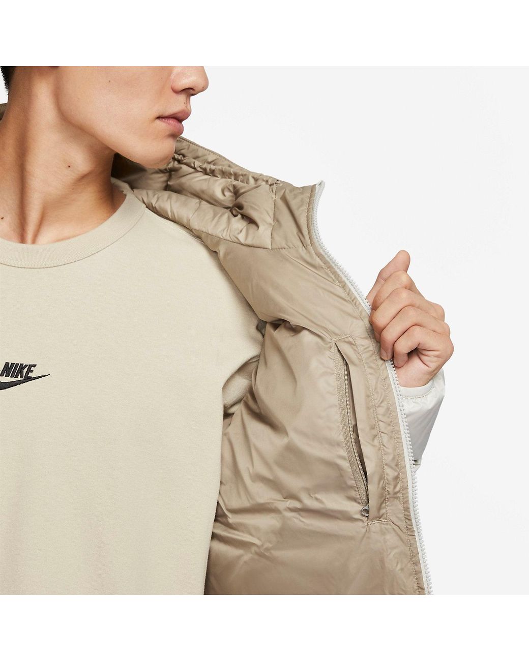 khaki nike puffer jacket