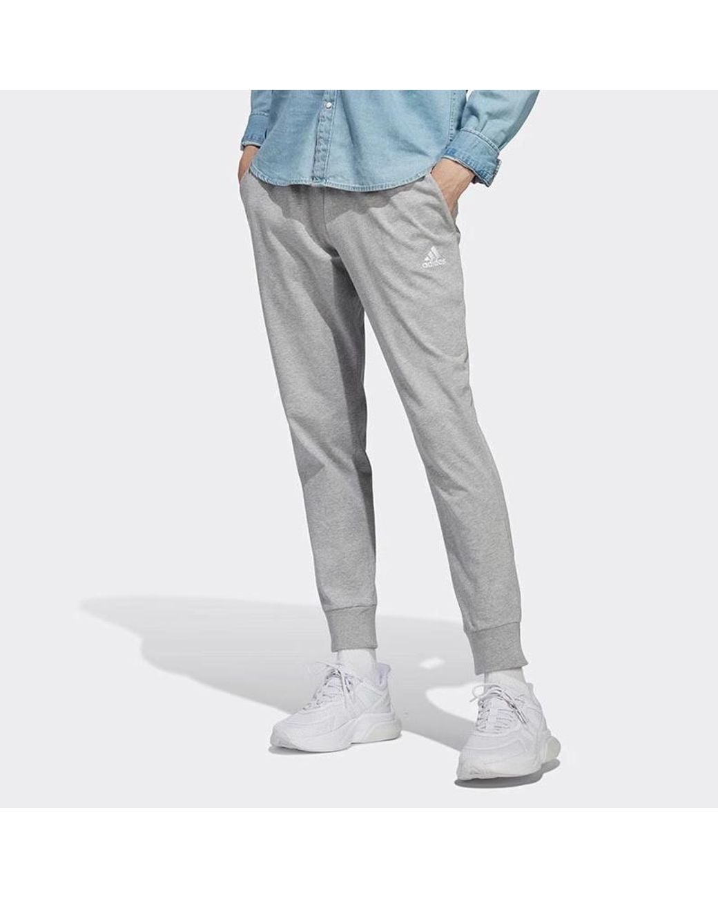 Adidas Gray Essentials Single Jersey Tapered Cuff Pants for men