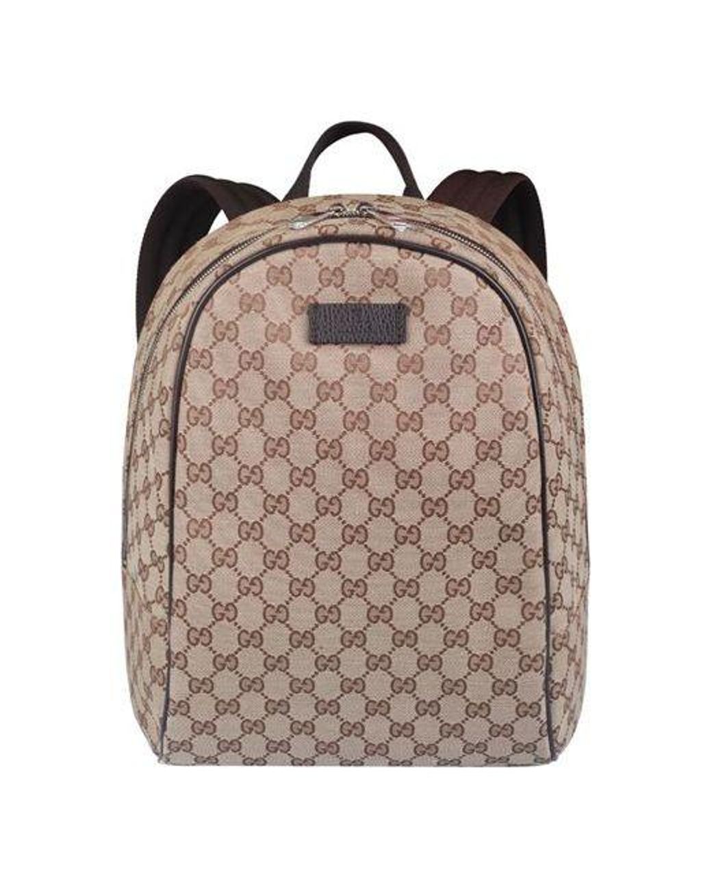 Gucci Brown Logo Leather Logo Canvas Schoolbag Backpack Classic
