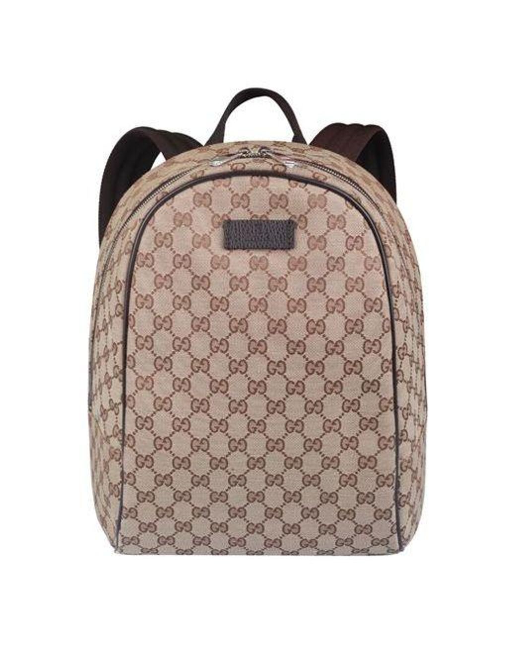 indendørs skylle vegetation Gucci Logo Leather Logo Canvas Schoolbag Backpack / / Brown Classic | Lyst