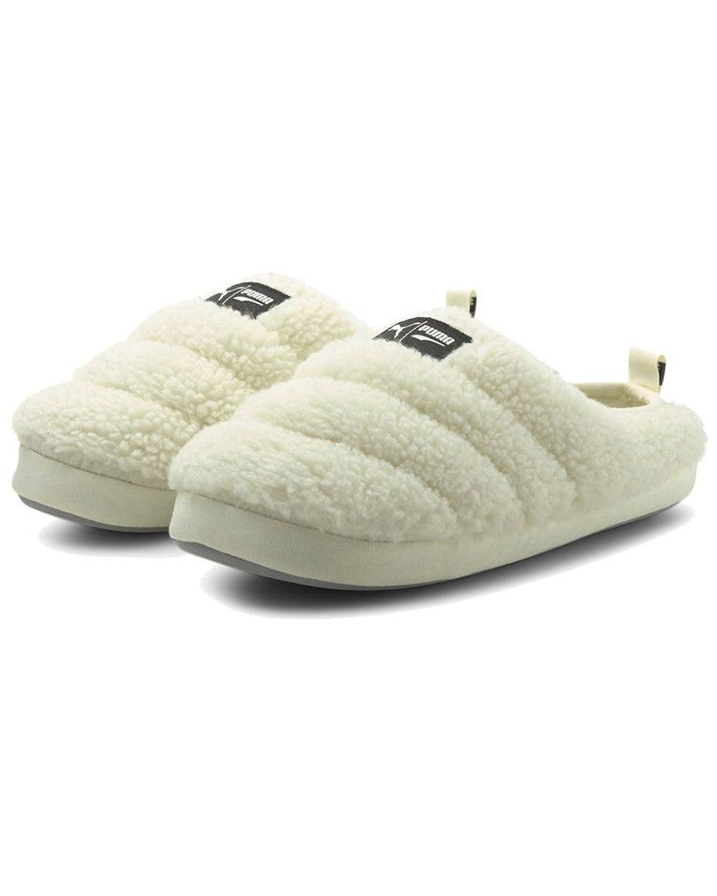 PUMA White Scuff Sherpa Slippers 'Whisper' for men