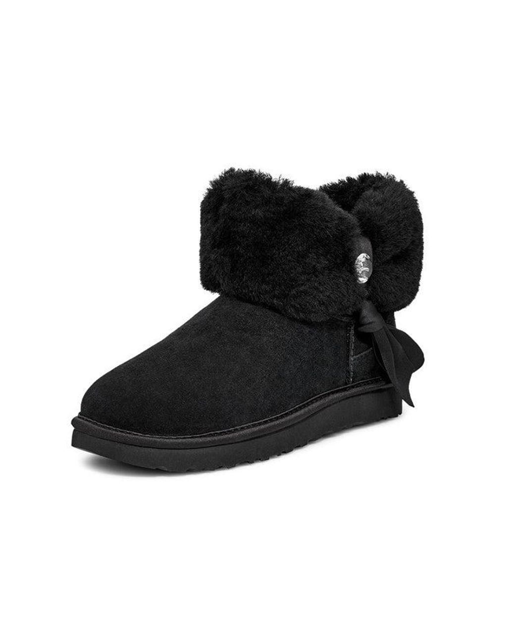 Ugg Black (Wmns) Cinched Fur Mini Snow Boots