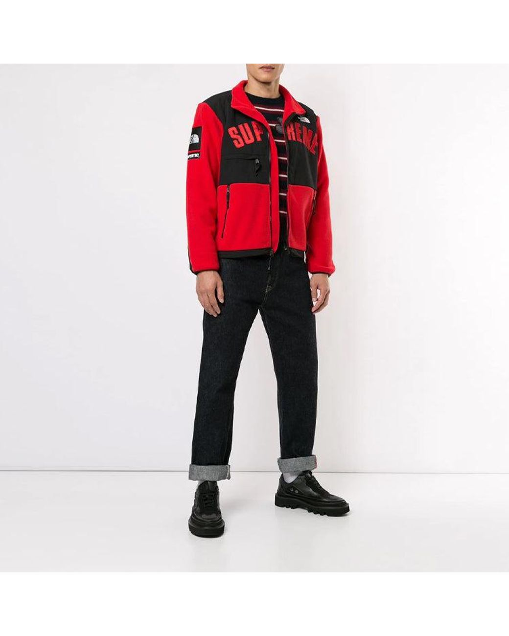 Supreme Red Ss19 X The North Face Arc Logo Denali Fleece Jacket for men