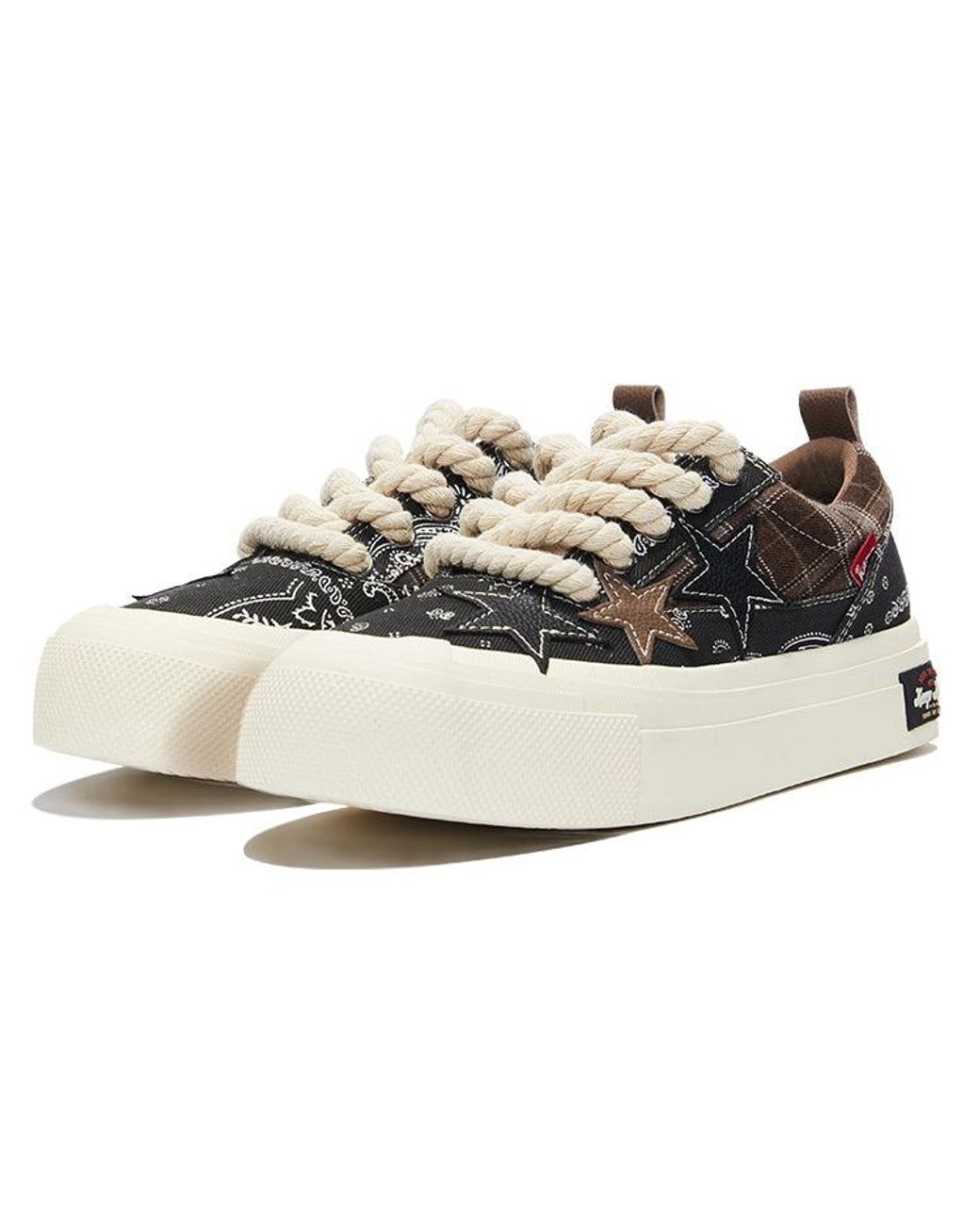 KAALIXTO Black Skateboarding Canvas Low 'Paisley' for men