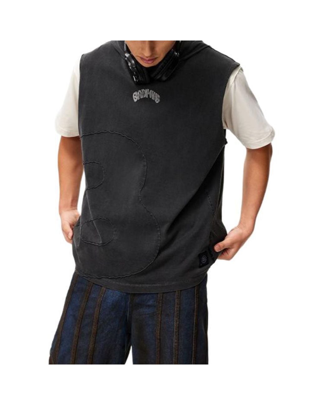 Li-ning Black Badfive Graphic Sleeveless Hoodie 'Washed' for men