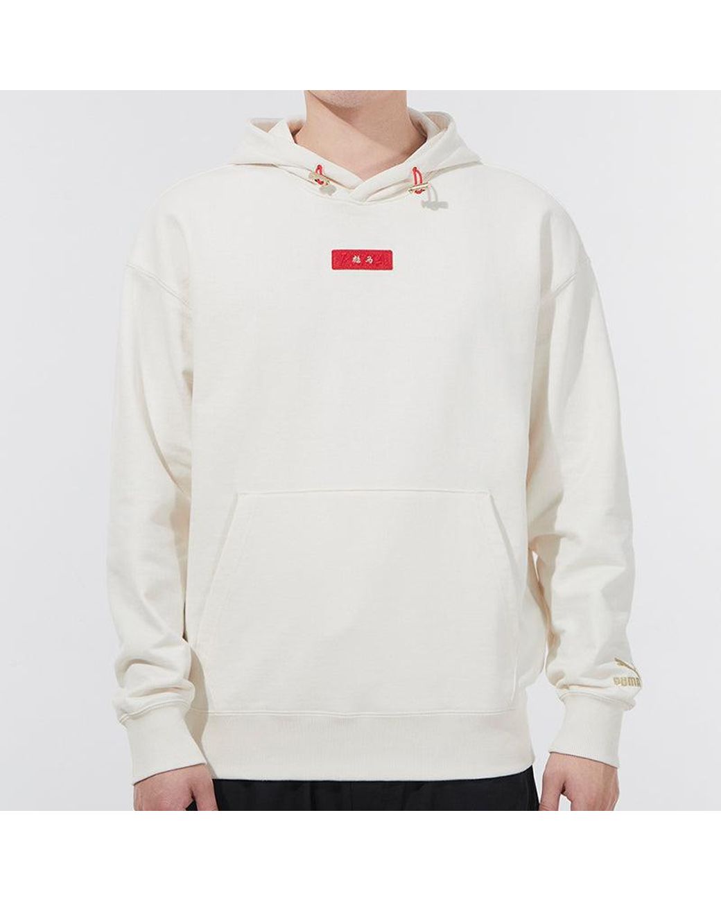 PUMA White Limited Cny Knit Hooded Stay Warm Athleisure Casual Sports Pullover for men
