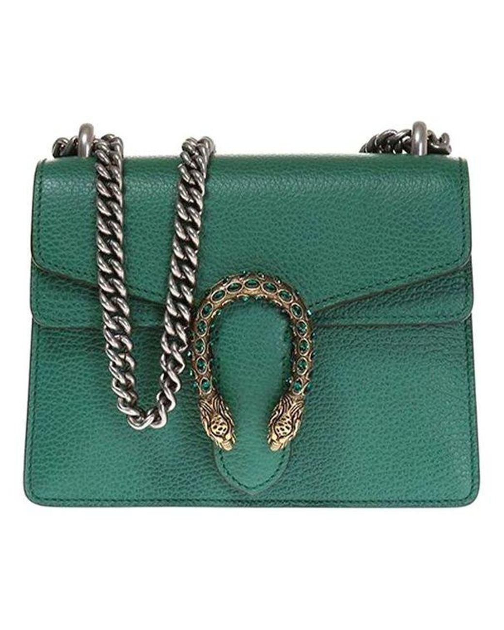 Gucci Dionysus Tiger Head Leather Chain Shoulder Messenger Bag Mini Classic  in Green | Lyst